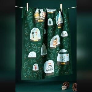 Anthropologie Joy to the World Dish Towel, OS, Green/Blue, NWT, SOLD OUT!